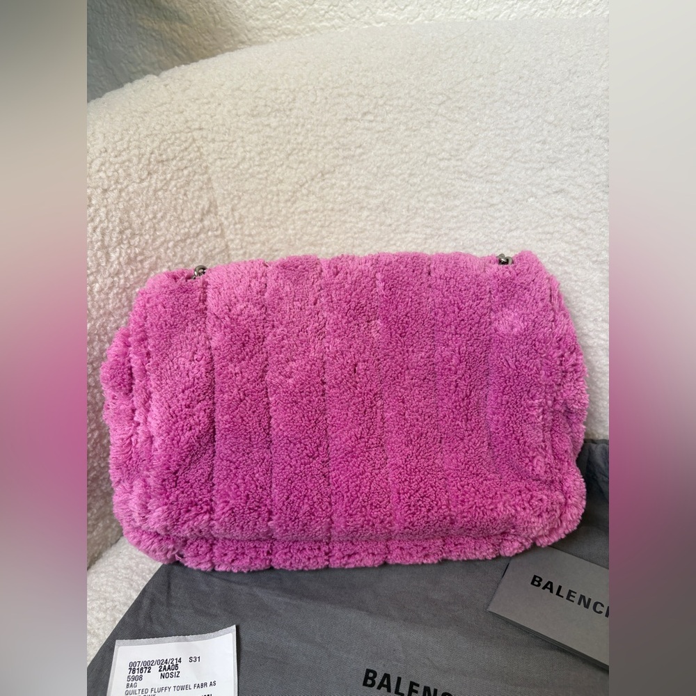 Balenciaga Pink Monaco Mini Bag Quilted Towel Fabric NWT - Picture 5 of 9